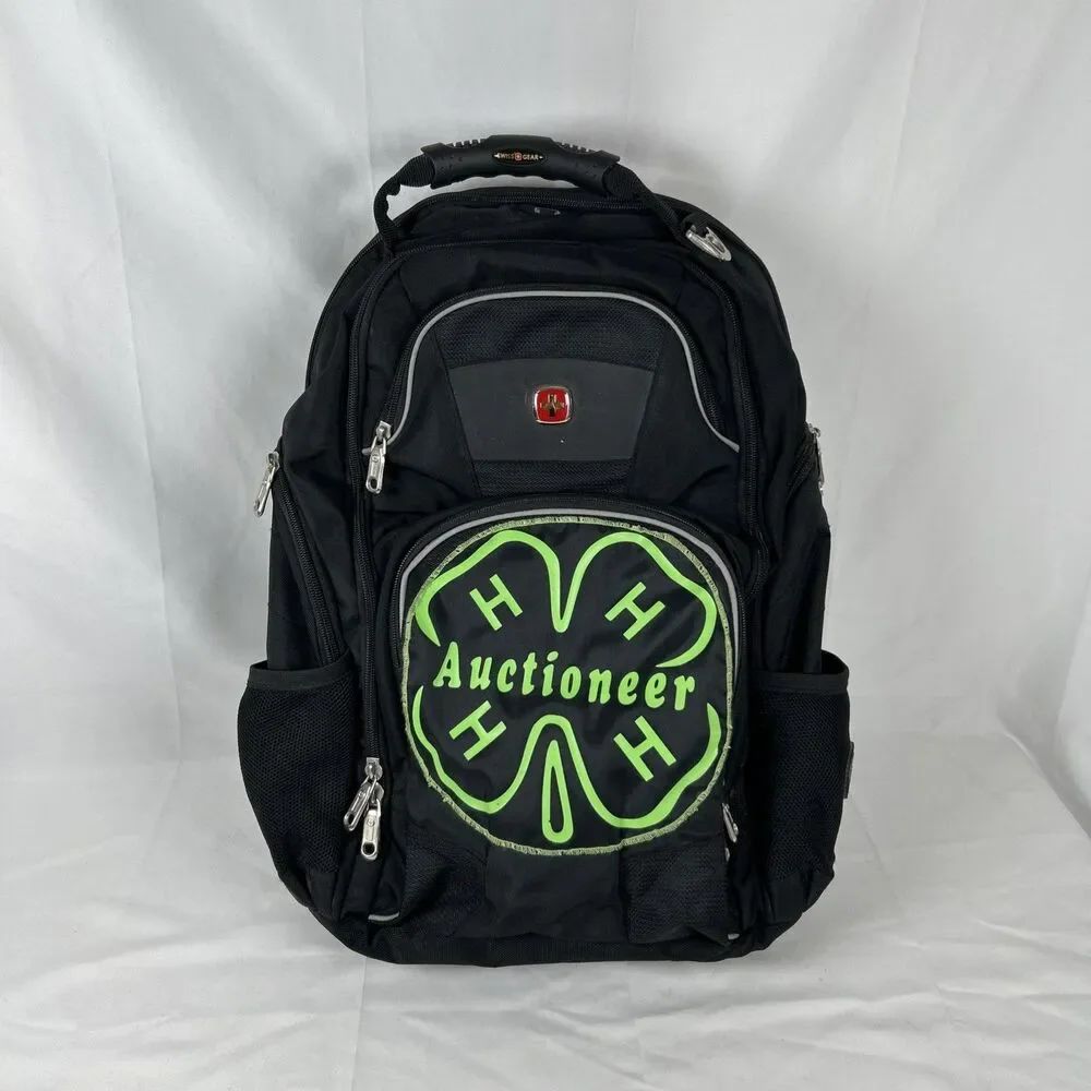 SwissGear 1900 ScanSmart TSA Laptop Backpack Black Custom Patch 4-H Auctioneer